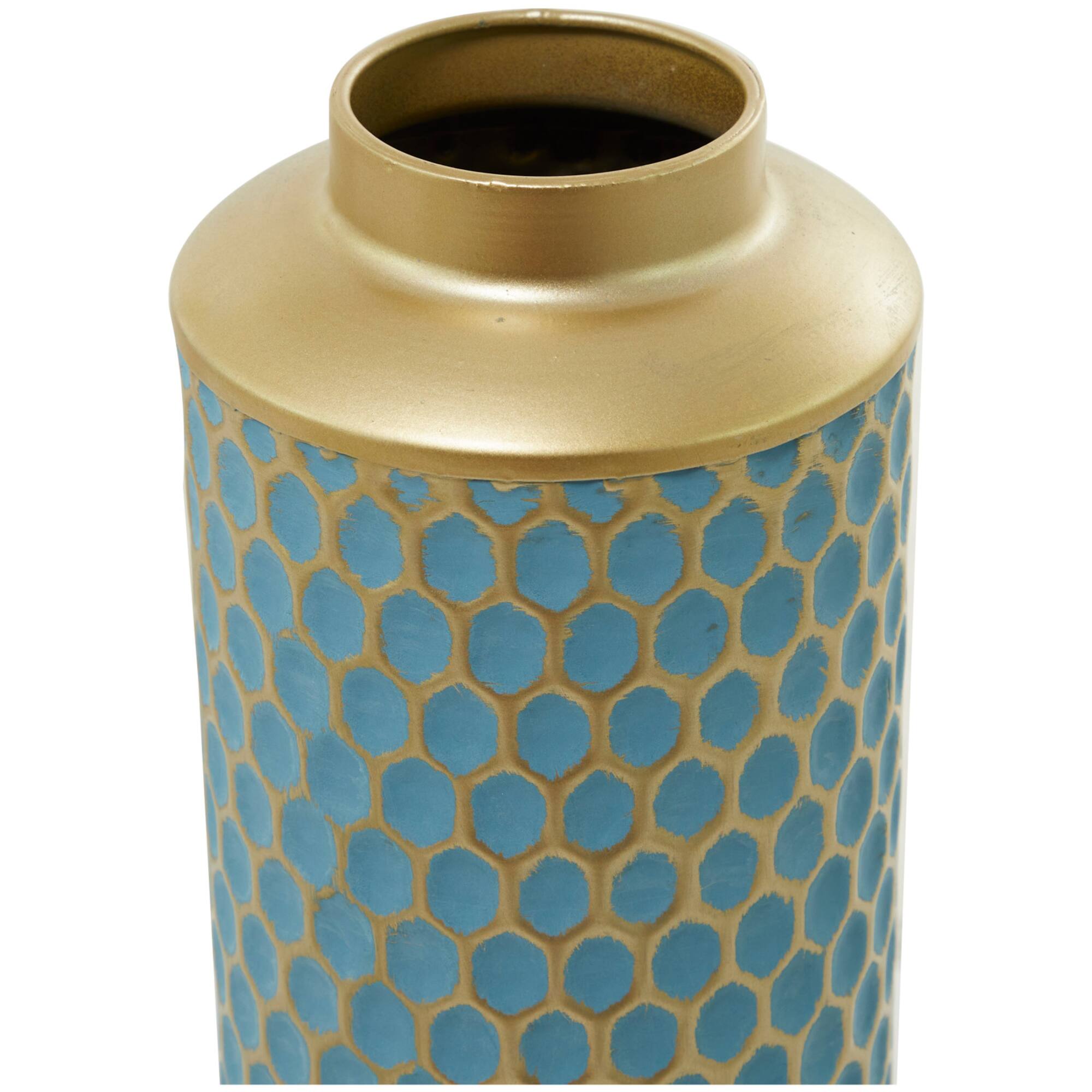 Light Blue Metal Glam Vase, Set of 2